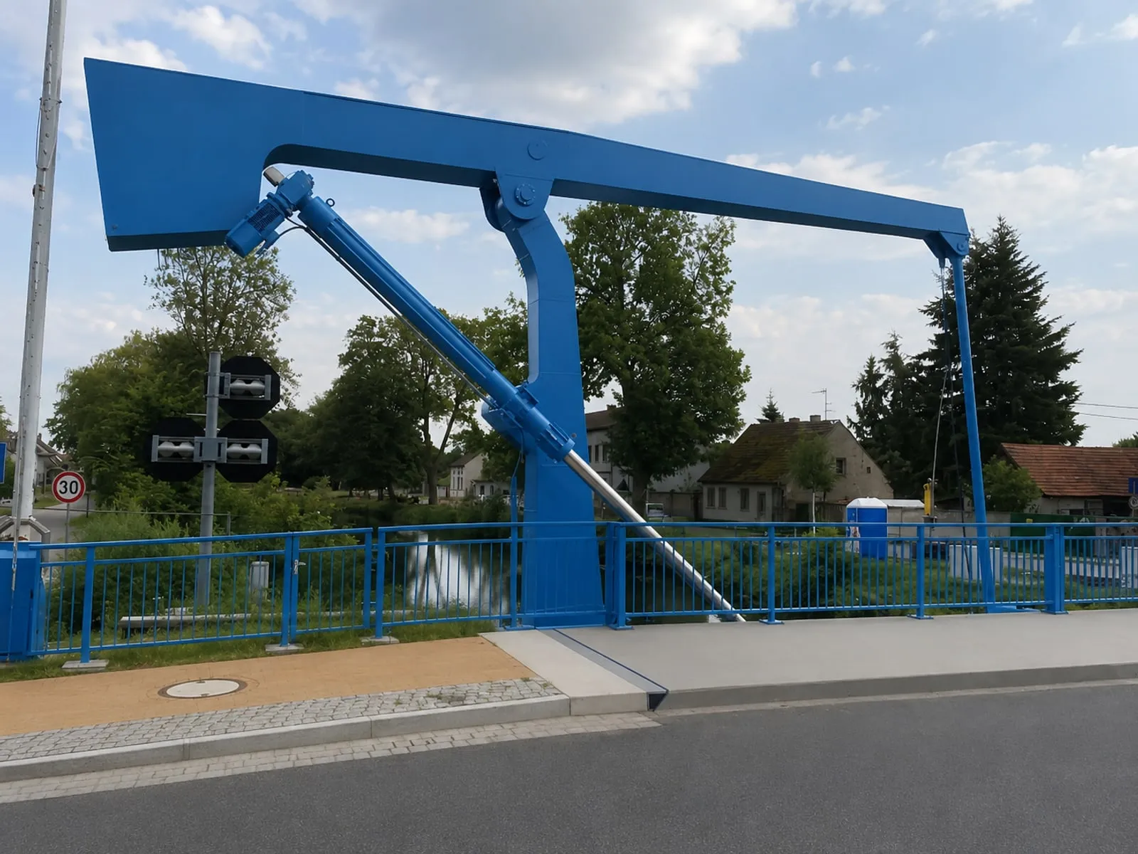 Bridge drive: four electric actuators of around 350 kN each for two movable bridges